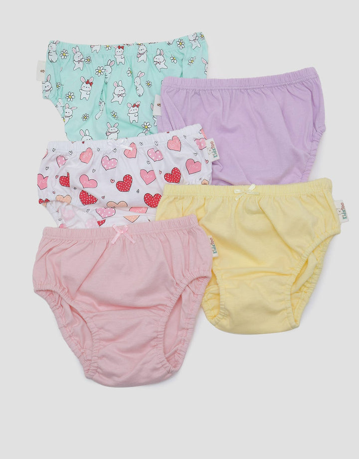 Kidz Too Brief Pack Of 5 Underwear Girls Bunny Love