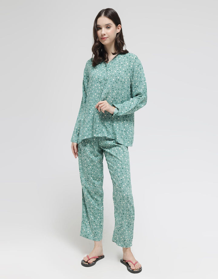 Nevada Long Sleeve Pyjama Pants Dots Combine