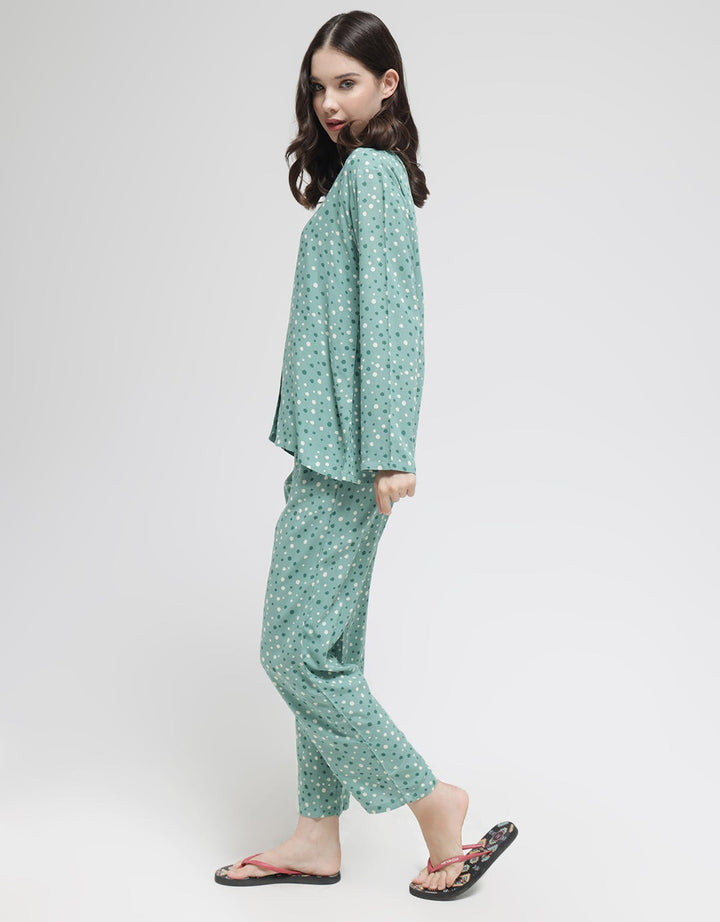 Nevada Long Sleeve Pyjama Pants Dots Combine