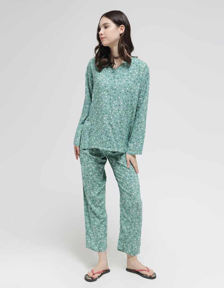 Nevada Long Sleeve Pyjama Pants Dots Combine