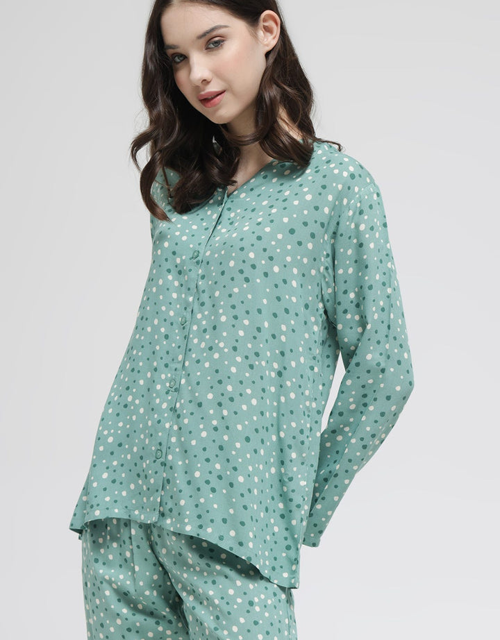 Nevada Long Sleeve Pyjama Pants Dots Combine