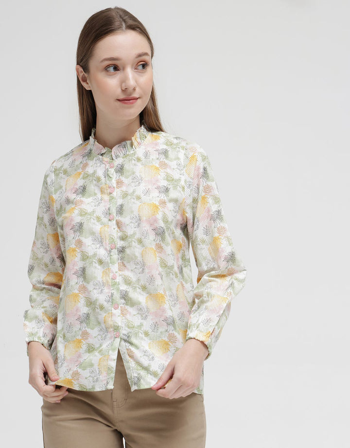 Triset Ladies Printed Flower Blouse for Women