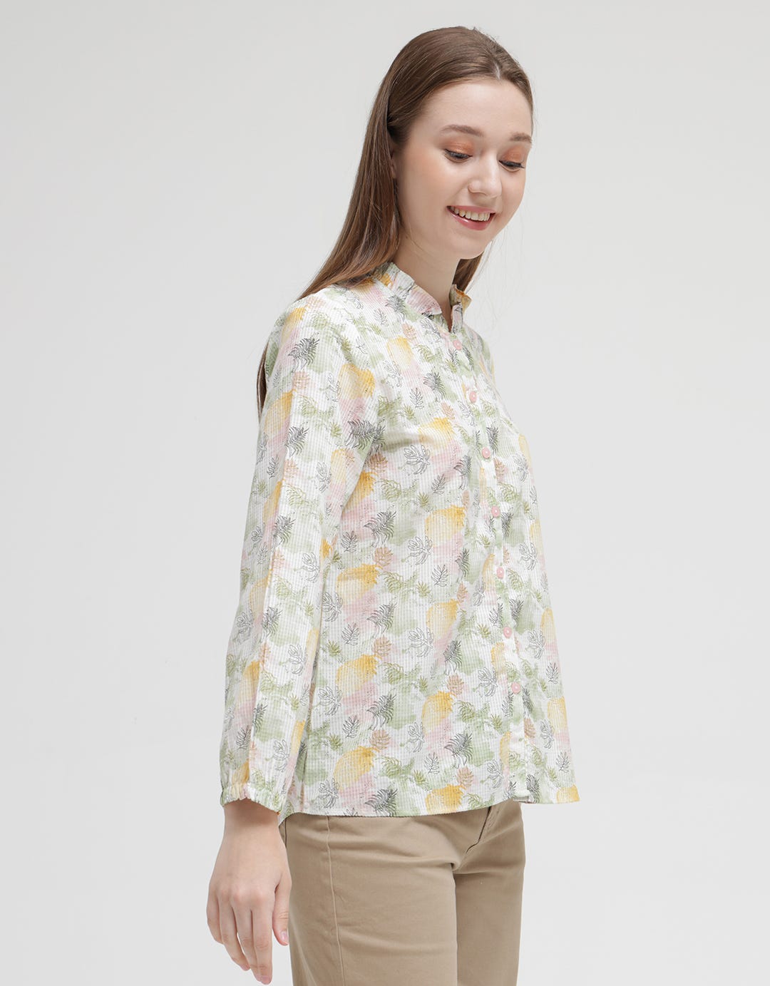 Triset Ladies Printed Flower Blouse for Women