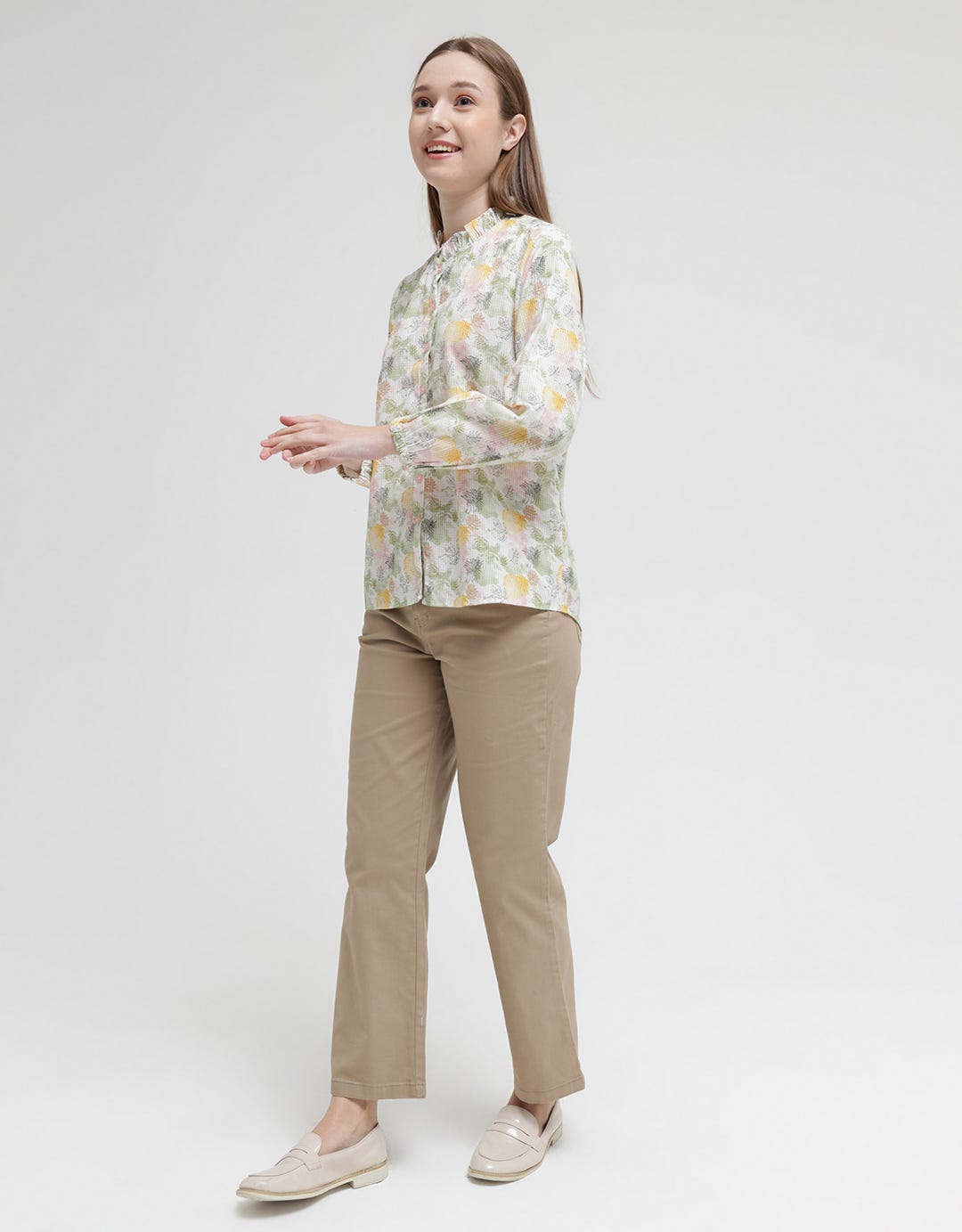 Triset Ladies Printed Flower Blouse for Women