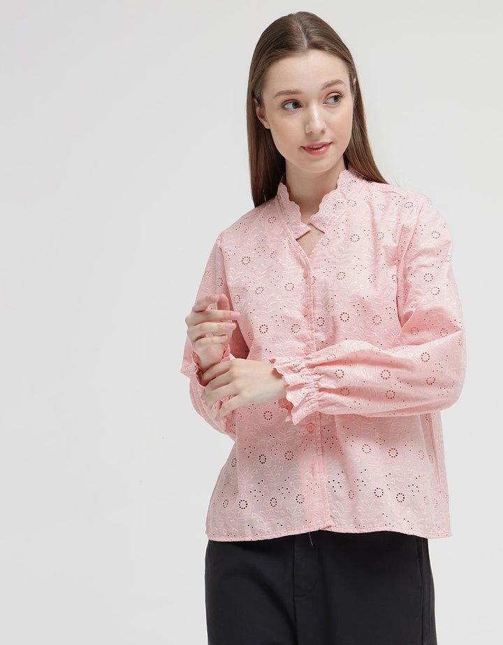 Triset Lace Detail Collar Blouse Wanita