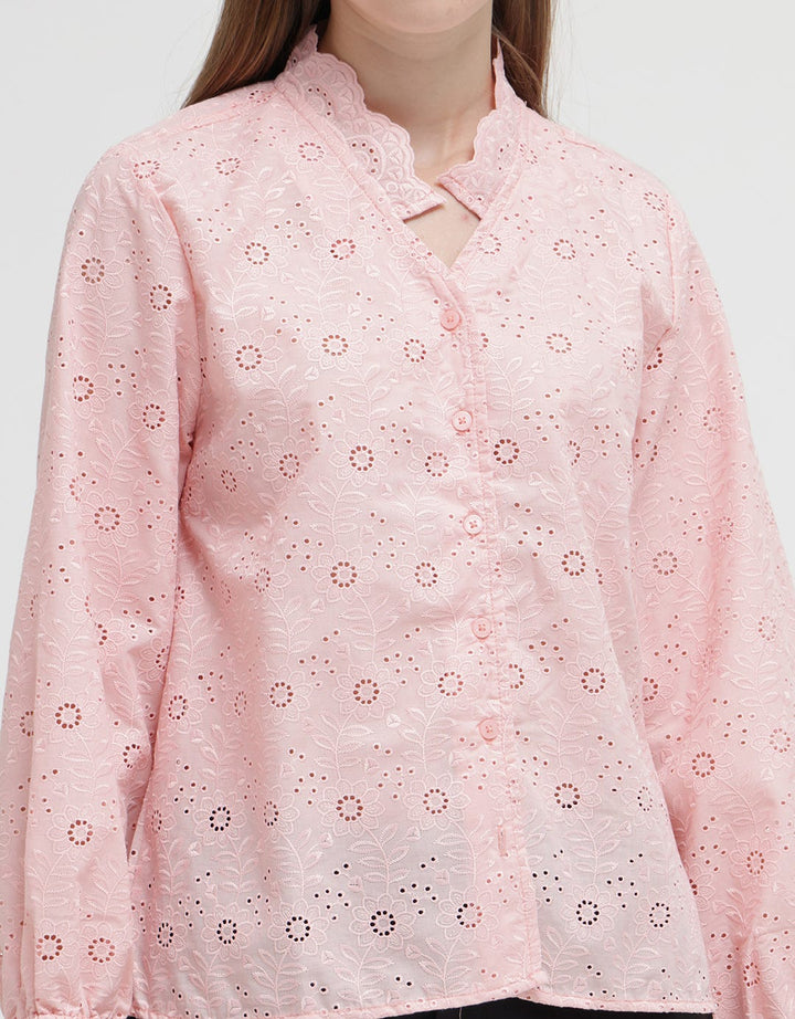 Triset Lace Detail Collar Blouse Wanita