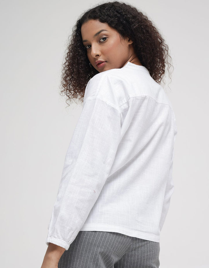 Triset Double Pocket Drawstring Blouse for Women