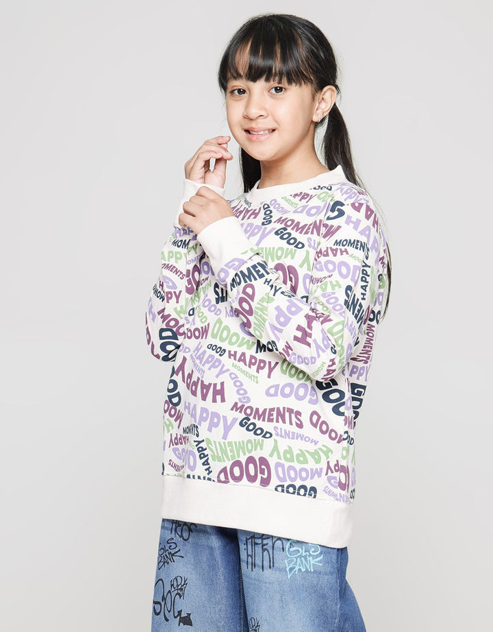 Nevada Wording Pattern Girls Sweater