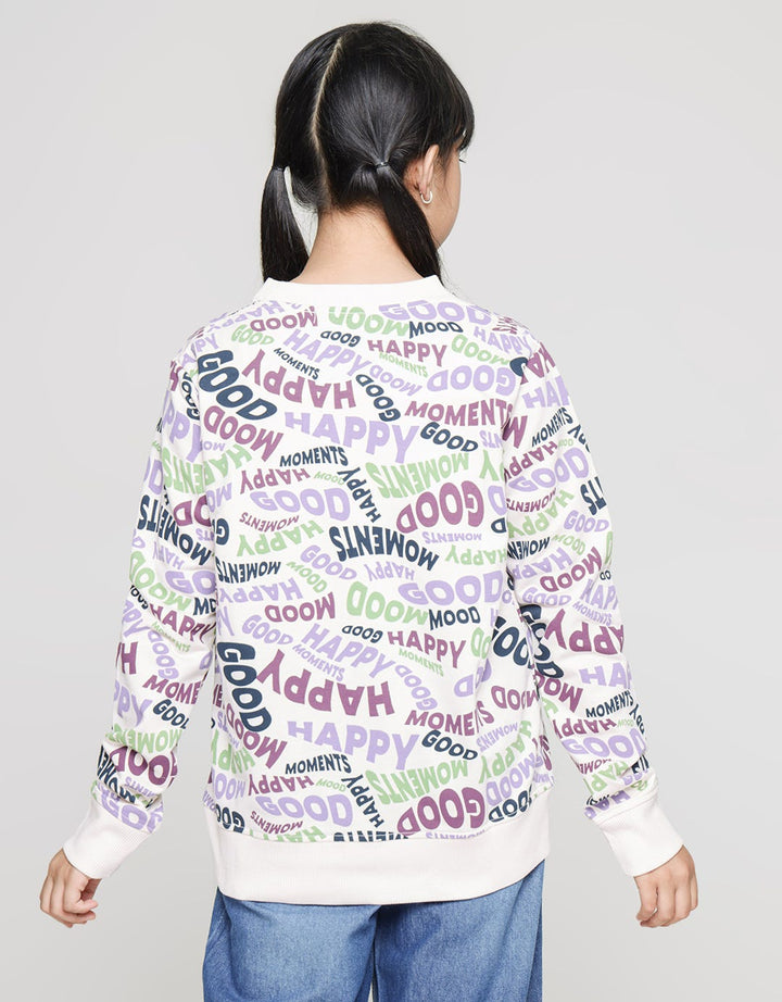 Nevada Wording Pattern Girls Sweater