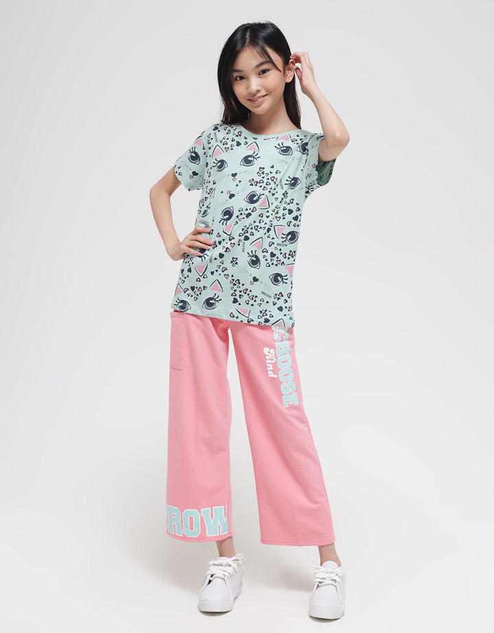 Nevada Cat Eyes Print Kaos Anak Perempuan