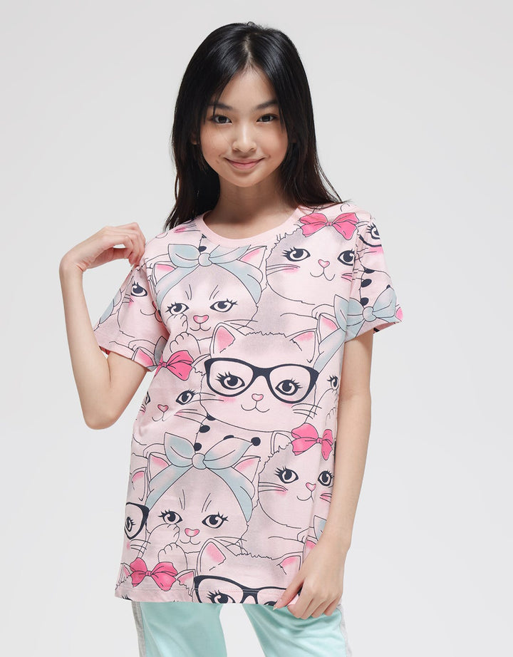 Nevada Cats Ribbon Kaos Anak Perempuan