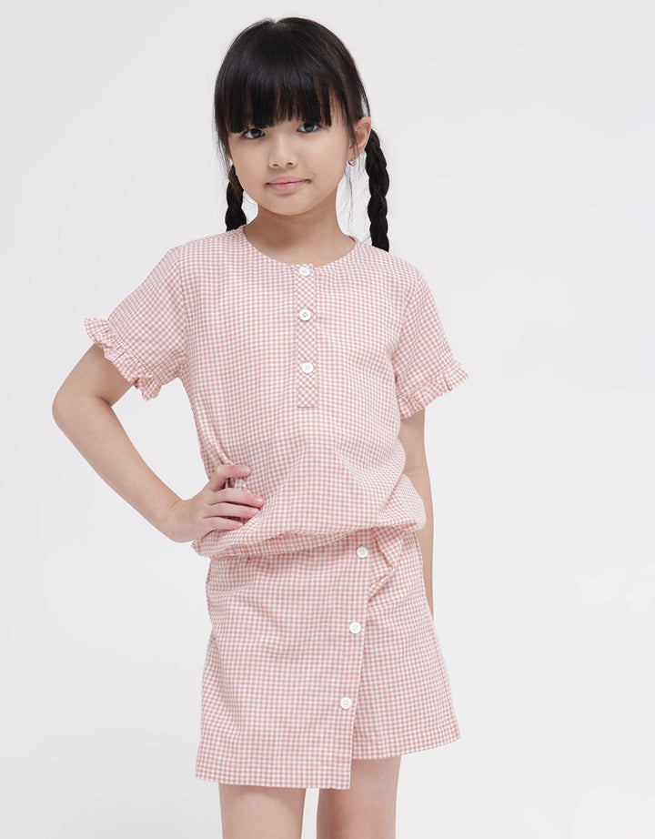 Little M Top - Bottom Set Woven Kotak