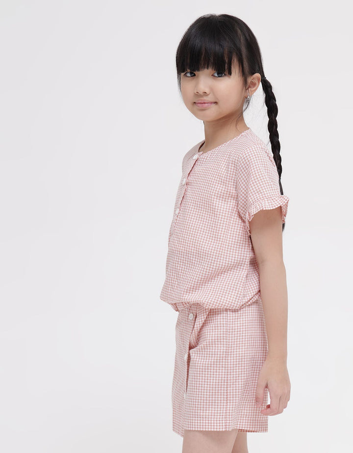 Little M Top - Bottom Set Woven Kotak