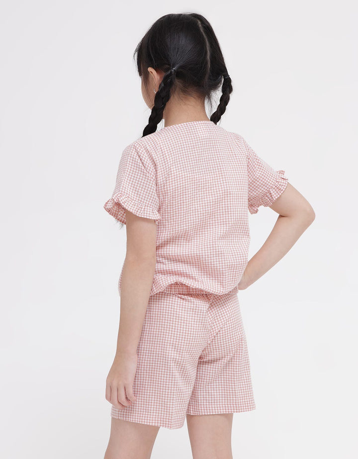 Little M Top - Bottom Set Woven Kotak
