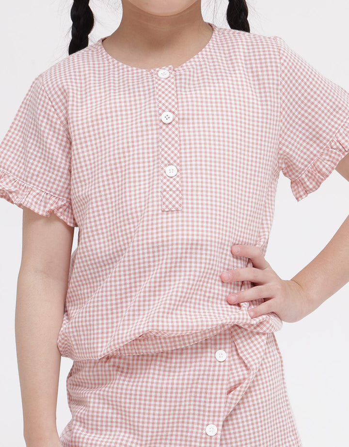 Little M Top - Bottom Set Woven Kotak