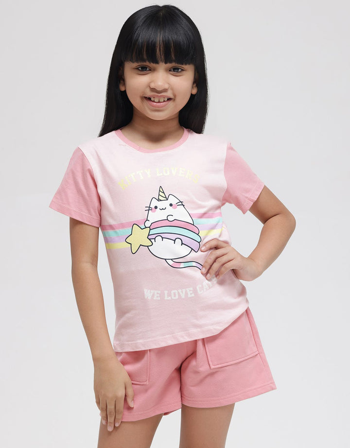 Little M Short Sleeve T-Shirt Kombinasi I Love Cats
