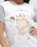 Little M Caticorn Print Kaos Anak Perempuan
