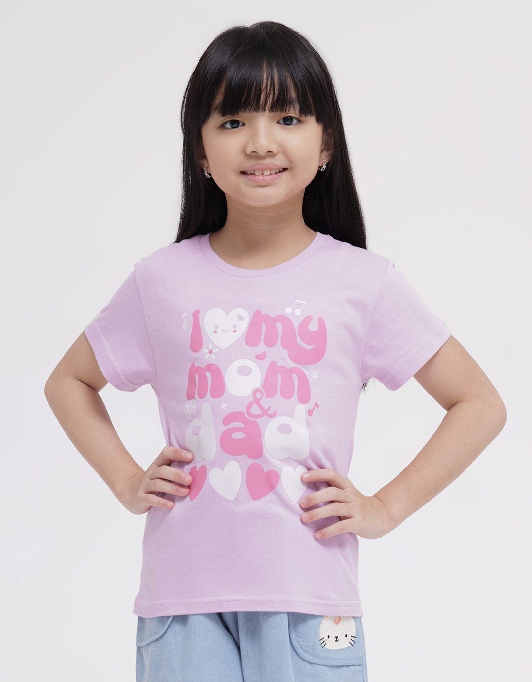 Little M Short Sleeve T-Shirt Print I Love Mom And Dad