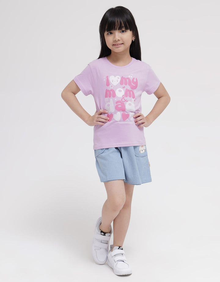 Little M Short Sleeve T-Shirt Print I Love Mom And Dad