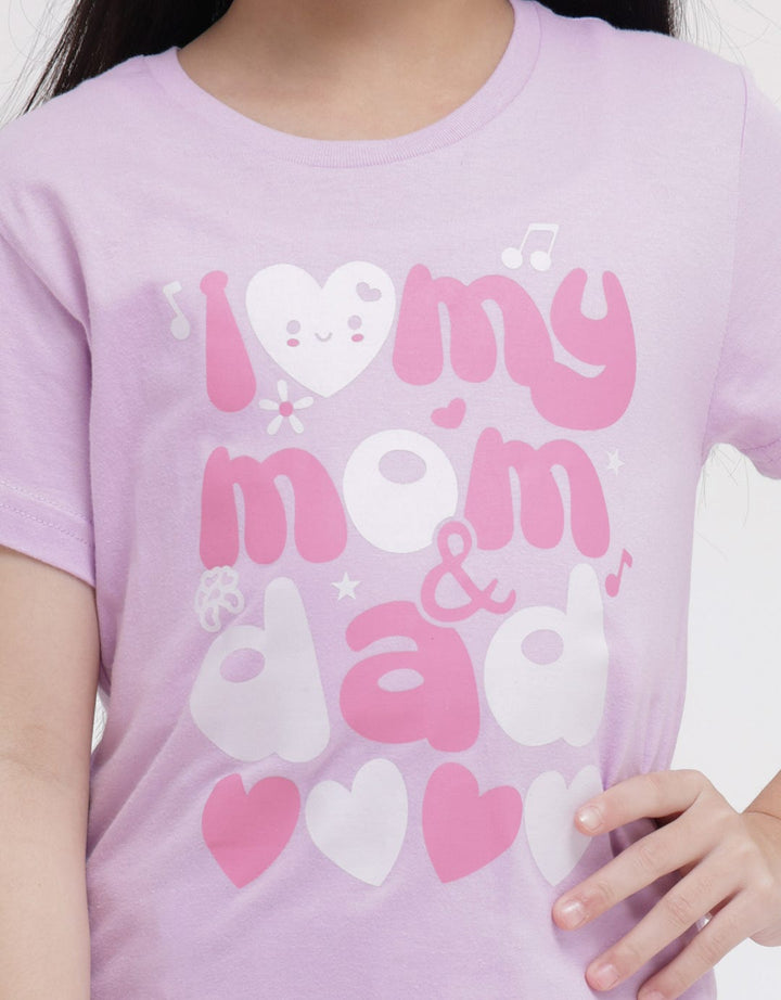 Little M Short Sleeve T-Shirt Print I Love Mom And Dad