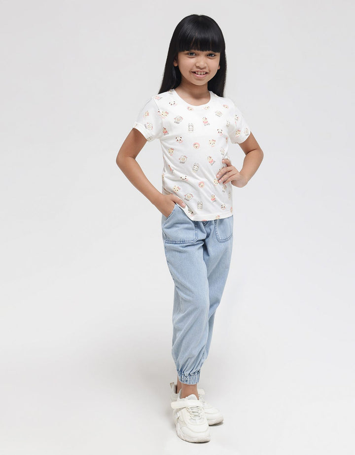 Little M Print Text Kaos Anak Perempuan