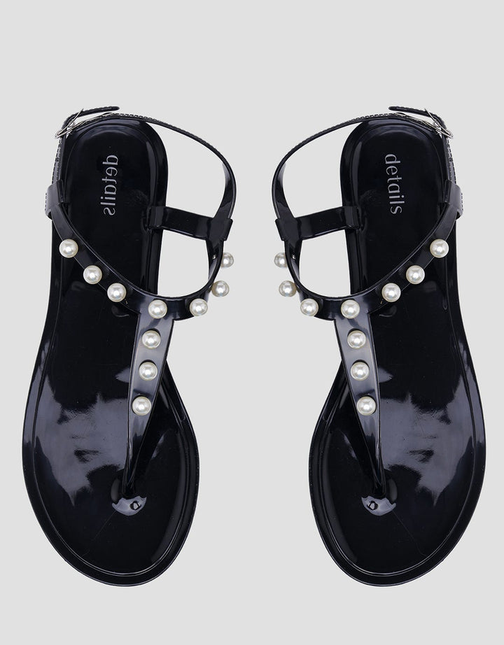 Details T Bar Pearl Sandal Slingback Wanita