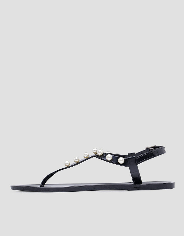 Details T Bar Pearl Sandal Slingback Wanita