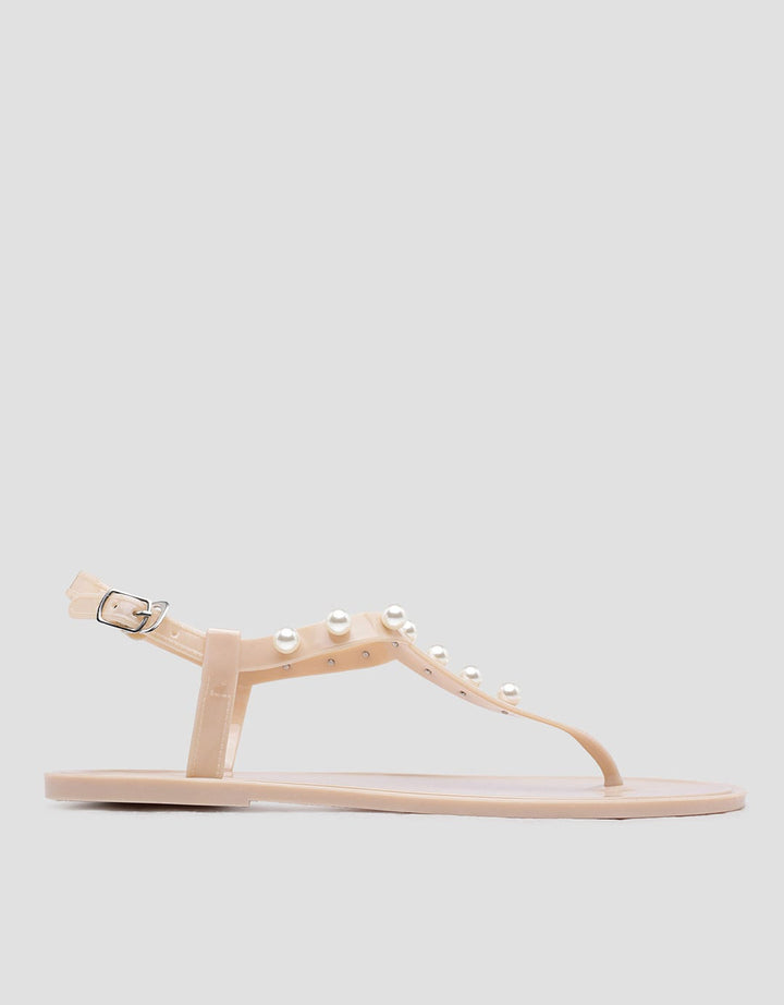 Details T Bar Pearl Sandal Slingback Wanita