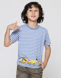 Little M Stripe Yd Car Embroidery Boys Short Sleeve T-Shirt