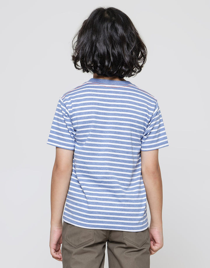 Little M Stripe Yd Car Embroidery Boys Short Sleeve T-Shirt