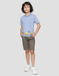 Little M Stripe Yd Car Embroidery Boys Short Sleeve T-Shirt