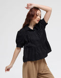 Details Frills Front Blouse Wanita