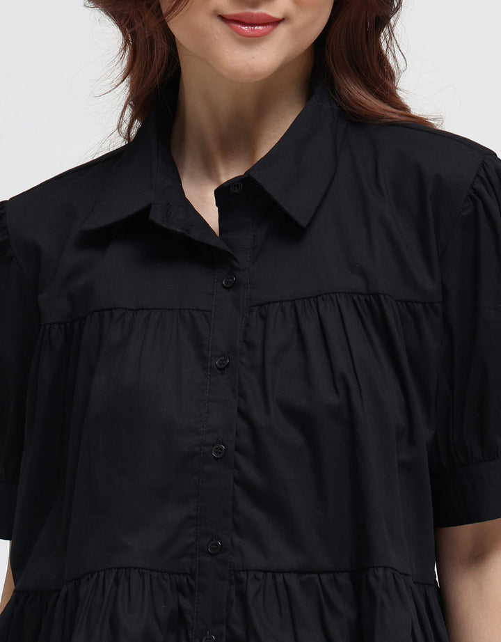 Details Frills Front Blouse Wanita