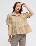 Details Frills Front Blouse Wanita