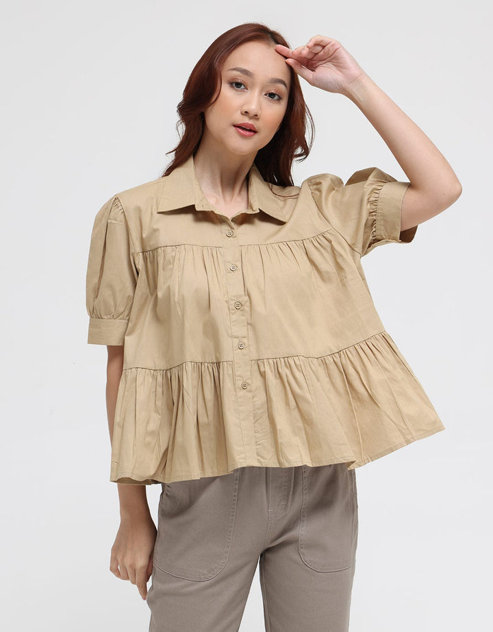 Details Frills Front Blouse Wanita