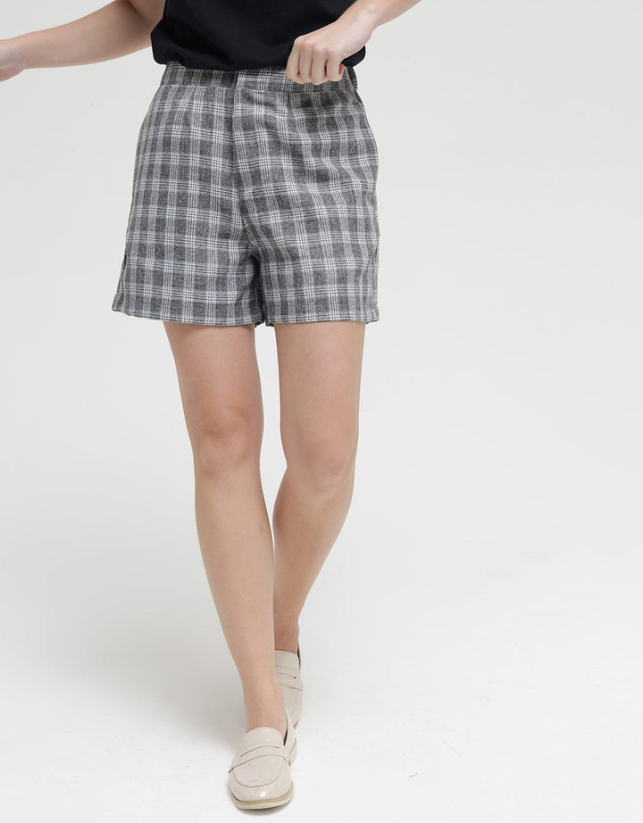 Details Short Pants Regular Fit With Buttons Plaid Check