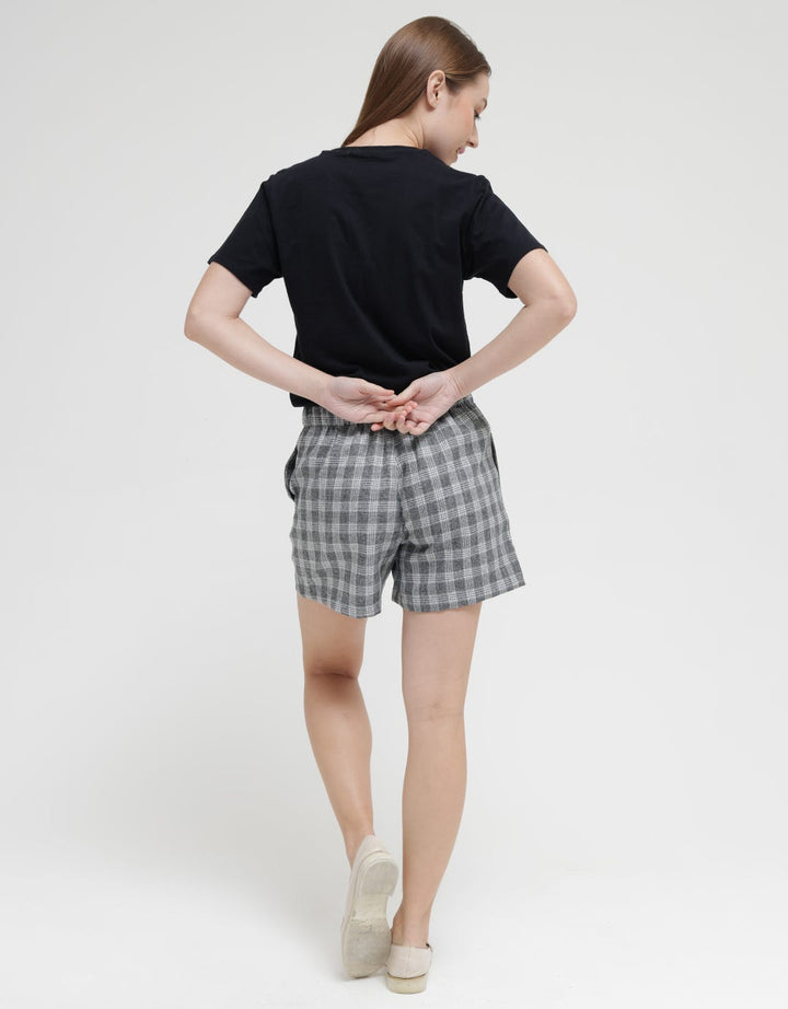 Details Short Pants Regular Fit With Buttons Plaid Check