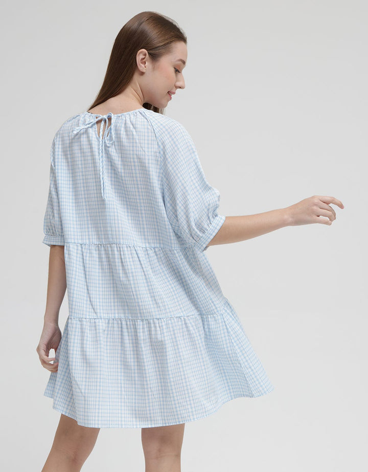 Details Short Sleeve Midi Dress With Checkers Print