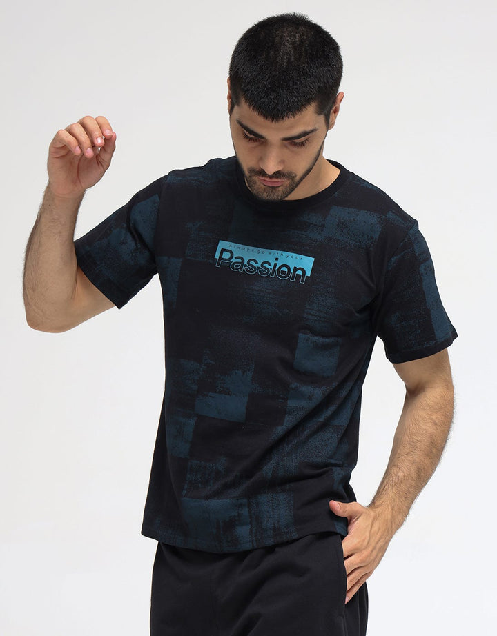 T Zone Short Sleeve T-Shirt Print Aop Theme Brush Pattern - Passion