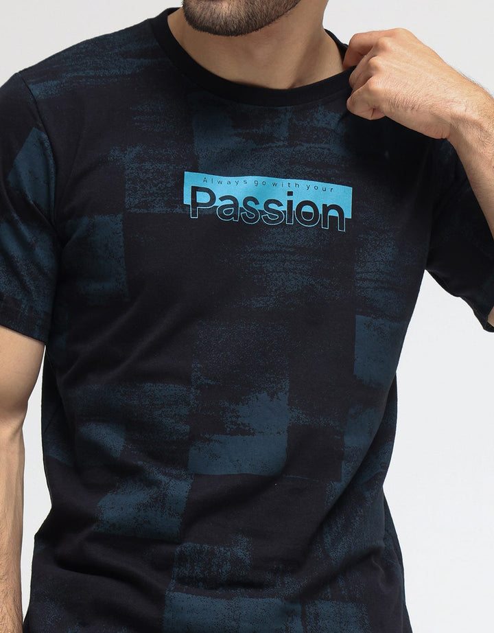 T Zone Short Sleeve T-Shirt Print Aop Theme Brush Pattern - Passion