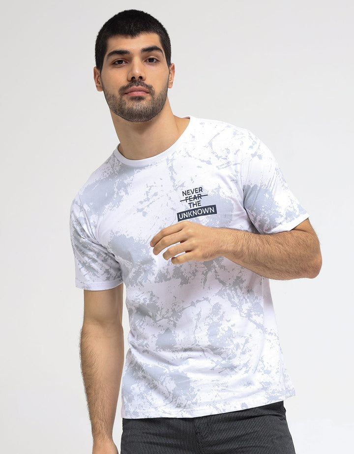 T Zone Short Sleeve T-Shirt Print Aop Theme Brush Pattern - Never Fear