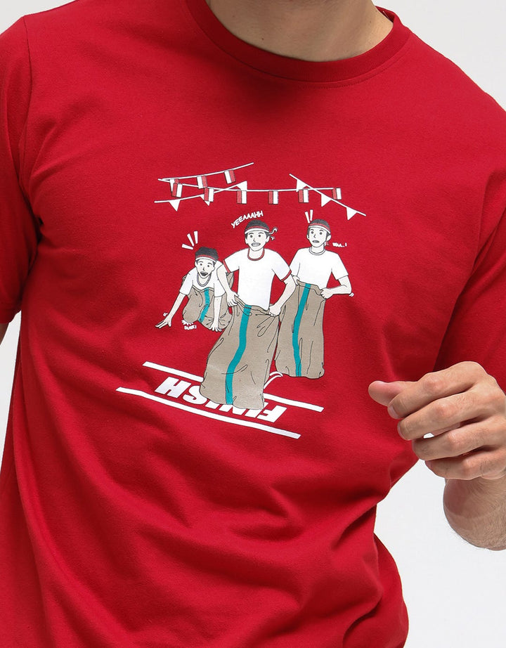 T Zone Print Balap Karung Kaos Pria