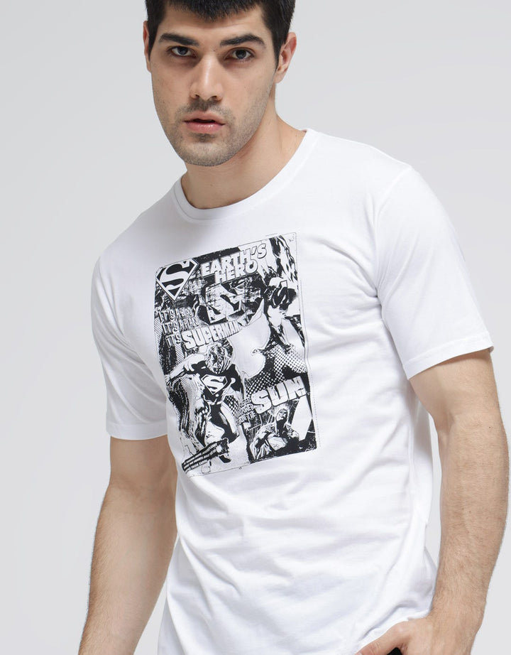 T Zone Superman Print Casual Men's T-Shirt