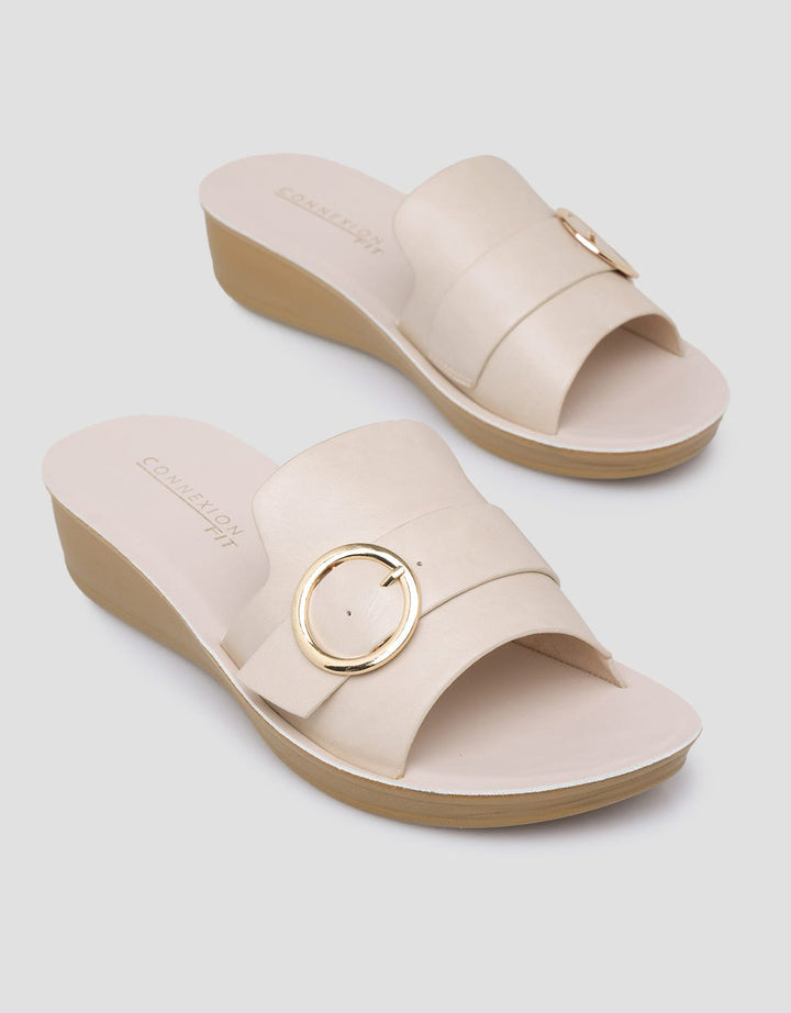 Connexion Gold Buckle Women's Wedge Sandals
