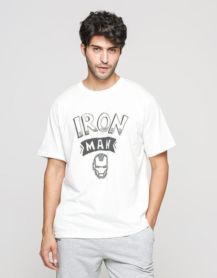 Marvel Iron Man Text Kaos Print Pria