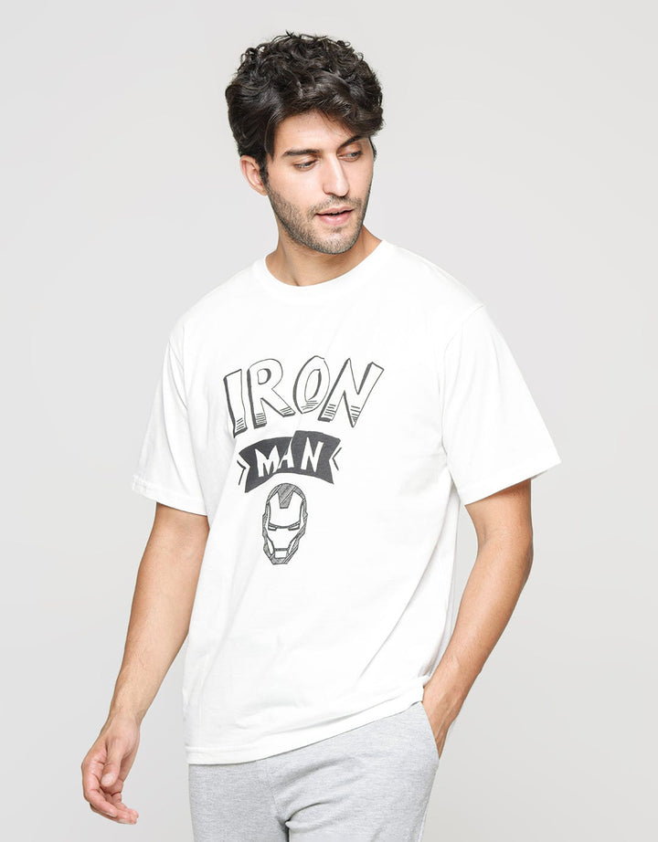 Marvel Iron Man Text Kaos Print Pria