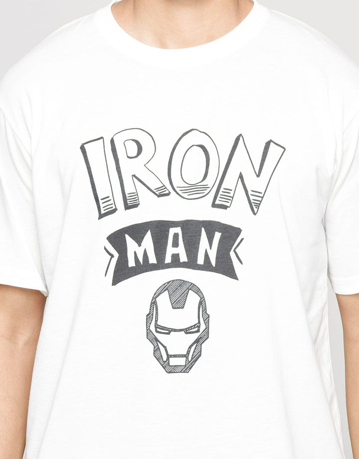 Marvel Iron Man Text Kaos Print Pria