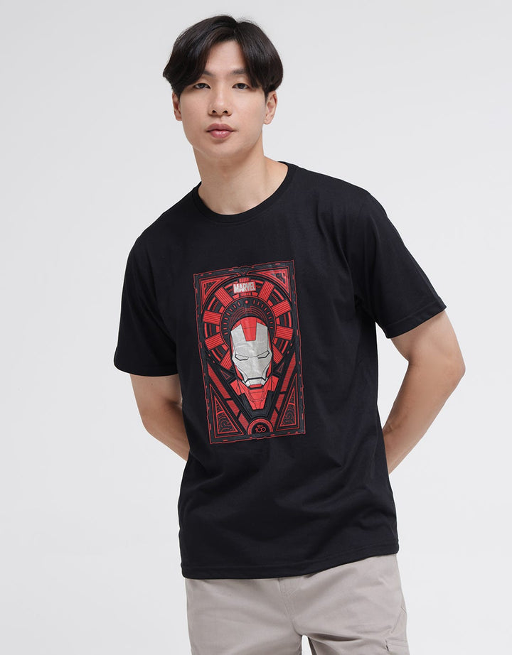 Marvel T-Shirt Iron Man Face In Reddish Front Print Disney 100Th Anniversary