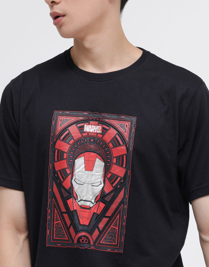 Marvel T-Shirt Iron Man Face In Reddish Front Print Disney 100Th Anniversary