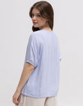 Connexion Short Sleeve Blouse Rineck Slub String Pulled Hem Bottom